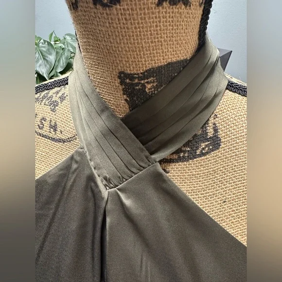 Express Olive Green Satin Crosscross Halter Top. NWT. - Picture 4 of 5